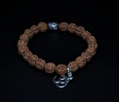 Bracelet  - 6 Mukhi Rudraksh Indonesia with OM in Silver ( 21 Danne )-SJRER_PS_69